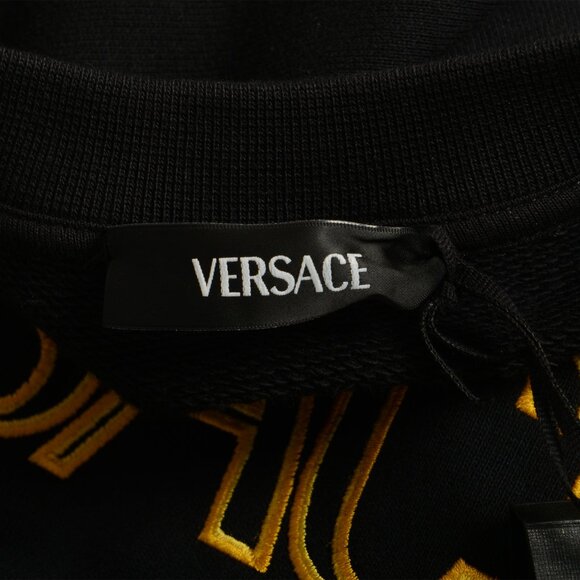 Versace Men's Black Logo Print Crewneck Sweatshirt US 3XL IT 58 - Picture 6 of 6